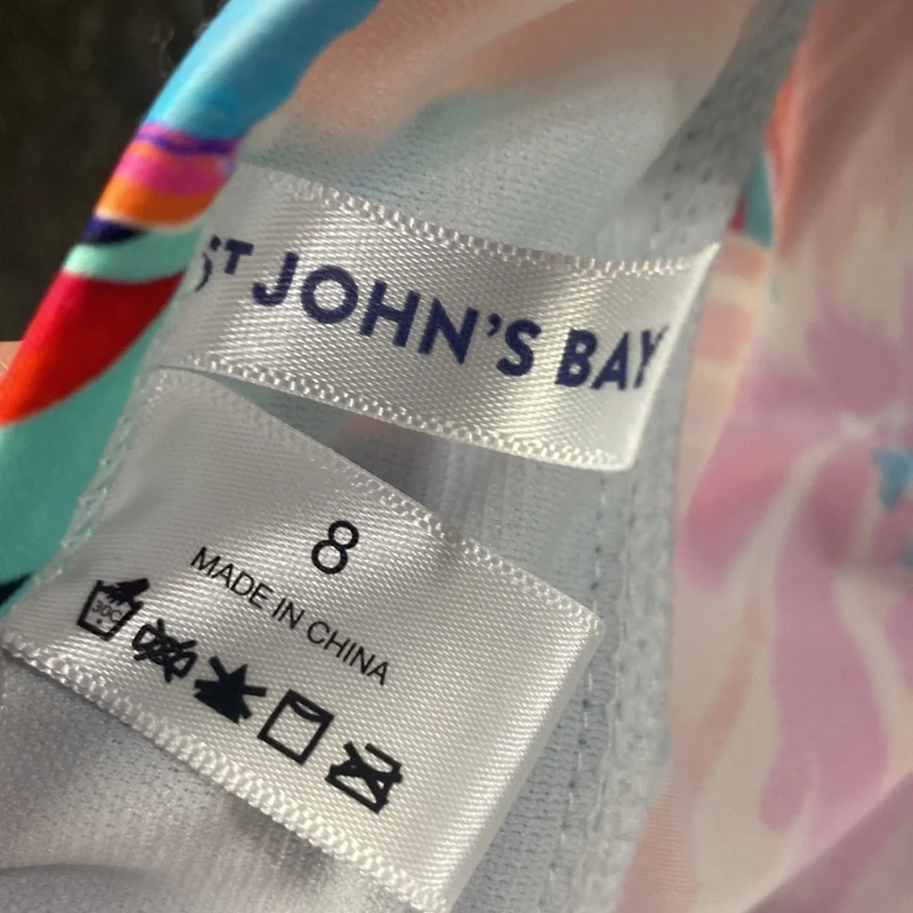 St. Johns Bay colorful tropical print tankini top size 8